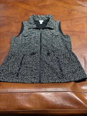 Chicos Sz 1 S/MBlack Vest with White Dot Print